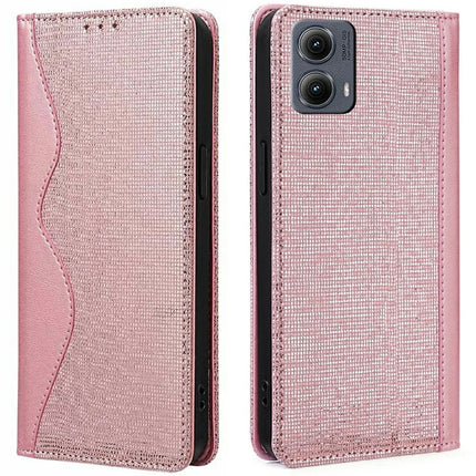 For Motorola Edge (2024) 5G Leather Case Wallet Stand Phone Cover with RFID Blocking - Rose Gold
