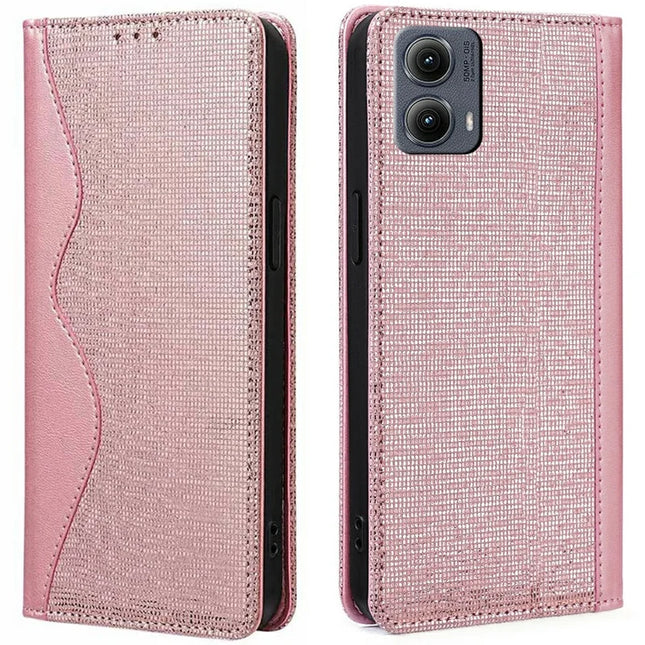 For Motorola Edge (2024) 5G Leather Case Wallet Stand Phone Cover with RFID Blocking - Rose Gold