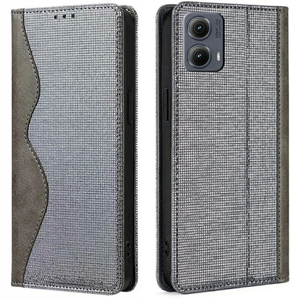 For Motorola Edge (2024) 5G Leather Case Wallet Stand Phone Cover with RFID Blocking - Grey