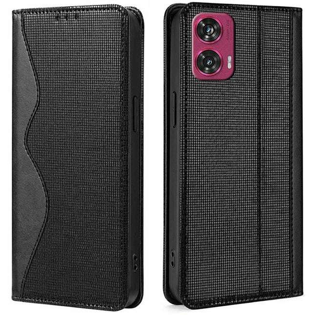 For Motorola Edge 50 Fusion 5G Leather Case Wallet Stand Phone Cover with RFID Blocking - Black