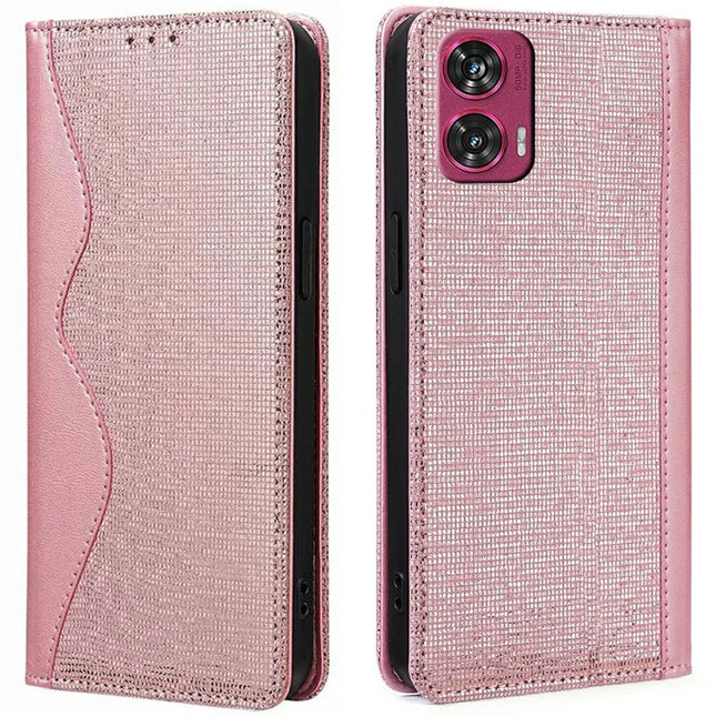 For Motorola Edge 50 Fusion 5G Leather Case Wallet Stand Phone Cover with RFID Blocking - Rose Gold