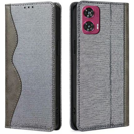 For Motorola Edge 50 Fusion 5G Leather Case Wallet Stand Phone Cover with RFID Blocking - Grey