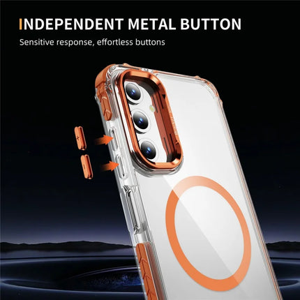For Samsung Galaxy A35 5G Clear Phone Case with Lens Kickstand Cover Compatible with MagSafe