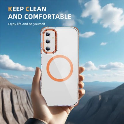 For Samsung Galaxy A35 5G Clear Phone Case with Lens Kickstand Cover Compatible with MagSafe