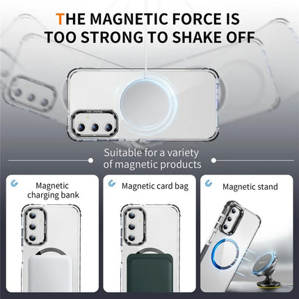 For Samsung Galaxy A35 5G Clear Phone Case with Lens Kickstand Cover Compatible with MagSafe