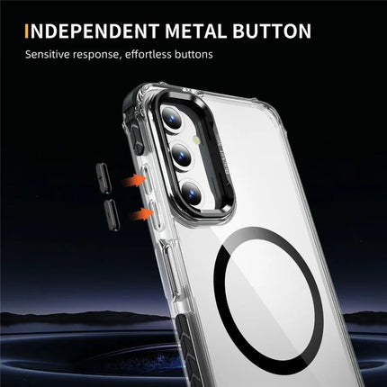 For Samsung Galaxy A35 5G Clear Phone Case with Lens Kickstand Cover Compatible with MagSafe