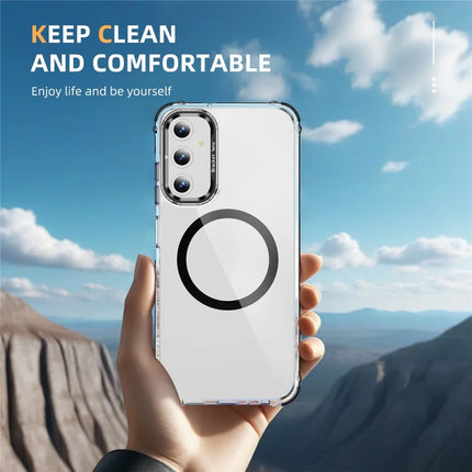 For Samsung Galaxy A35 5G Clear Phone Case with Lens Kickstand Cover Compatible with MagSafe