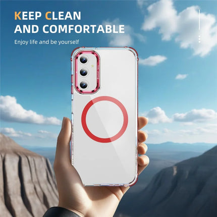 For Samsung Galaxy A35 5G Clear Phone Case with Lens Kickstand Cover Compatible with MagSafe