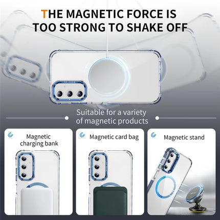 For Samsung Galaxy A35 5G Clear Phone Case with Lens Kickstand Cover Compatible with MagSafe