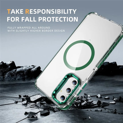 For Samsung Galaxy A35 5G Clear Phone Case with Lens Kickstand Cover Compatible with MagSafe