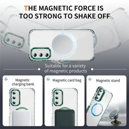 For Samsung Galaxy A35 5G Clear Phone Case with Lens Kickstand Cover Compatible with MagSafe