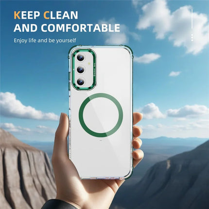 For Samsung Galaxy A35 5G Clear Phone Case with Lens Kickstand Cover Compatible with MagSafe