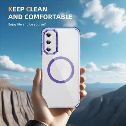 For Samsung Galaxy A35 5G Clear Phone Case with Lens Kickstand Cover Compatible with MagSafe