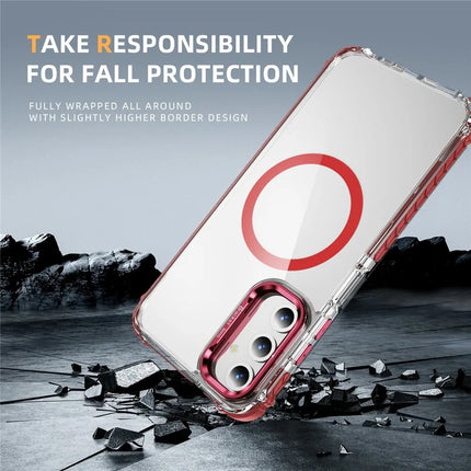 For Samsung Galaxy A55 5G Clear Phone Case with Lens Kickstand Cover Compatible with MagSafe