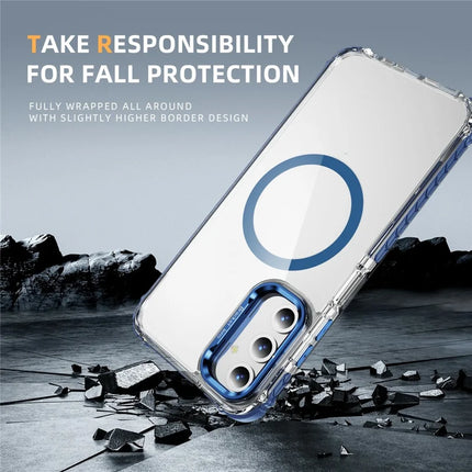 For Samsung Galaxy A55 5G Clear Phone Case with Lens Kickstand Cover Compatible with MagSafe