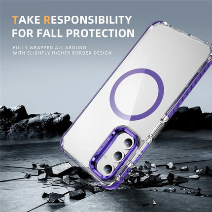 For Samsung Galaxy A55 5G Clear Phone Case with Lens Kickstand Cover Compatible with MagSafe
