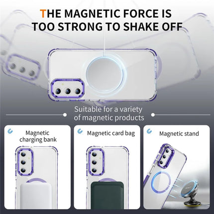 For Samsung Galaxy A55 5G Clear Phone Case with Lens Kickstand Cover Compatible with MagSafe