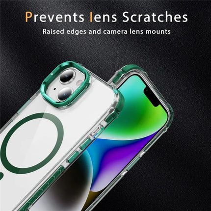 For iPhone 14 / 13 Clear Phone Case with Lens Kickstand Cover Compatible with MagSafe