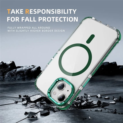 For iPhone 14 / 13 Clear Phone Case with Lens Kickstand Cover Compatible with MagSafe