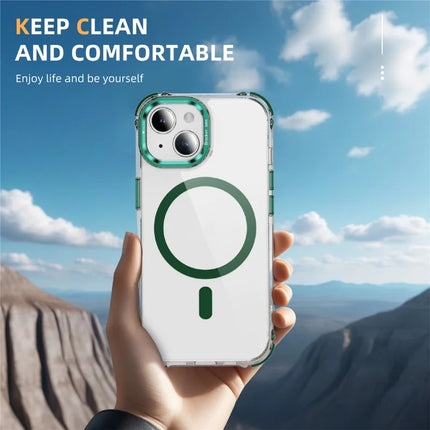 For iPhone 14 / 13 Clear Phone Case with Lens Kickstand Cover Compatible with MagSafe
