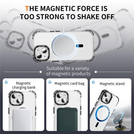 For iPhone 14 / 13 Clear Phone Case with Lens Kickstand Cover Compatible with MagSafe