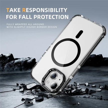 For iPhone 14 / 13 Clear Phone Case with Lens Kickstand Cover Compatible with MagSafe