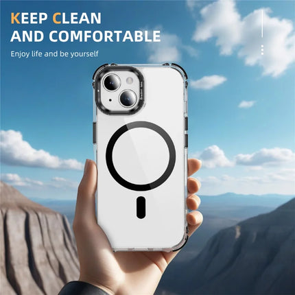For iPhone 14 / 13 Clear Phone Case with Lens Kickstand Cover Compatible with MagSafe