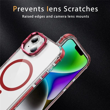 For iPhone 14 / 13 Clear Phone Case with Lens Kickstand Cover Compatible with MagSafe