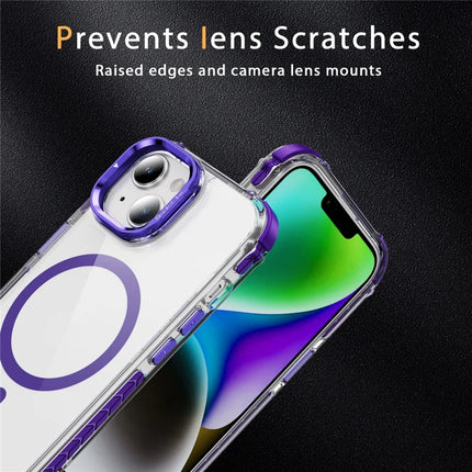 For iPhone 14 / 13 Clear Phone Case with Lens Kickstand Cover Compatible with MagSafe