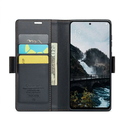 For Oppo Reno12 5G (Global) Case CASEME 023 Series RFID Blocking Glossy Stand Phone Cover