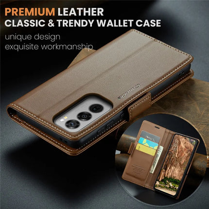 For Oppo Reno12 5G (Global) Case CASEME 023 Series RFID Blocking Glossy Stand Phone Cover