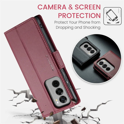 For Oppo Reno12 5G (Global) Case CASEME 023 Series RFID Blocking Glossy Stand Phone Cover