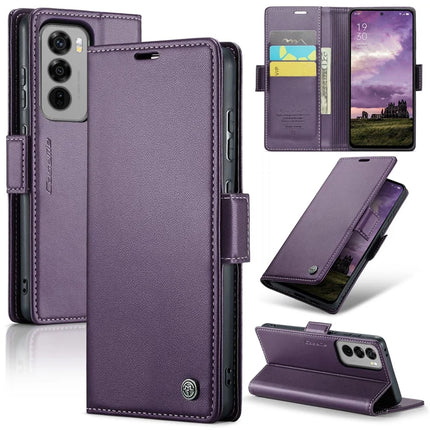 For Oppo Reno12 5G (Global) Case CASEME 023 Series RFID Blocking Glossy Stand Phone Cover - Purple