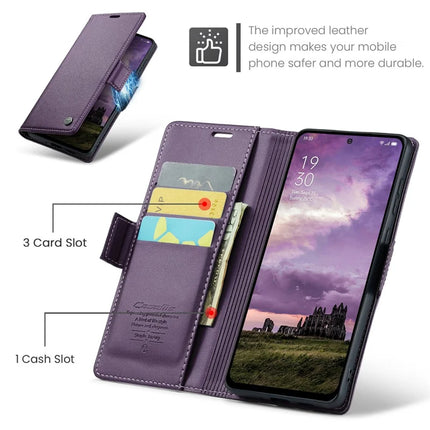 For Oppo Reno12 5G (Global) Case CASEME 023 Series RFID Blocking Glossy Stand Phone Cover