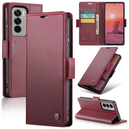 For Oppo Reno12 Pro 5G (Global) Case CASEME 023 Series RFID Blocking Glossy Stand Phone Cover - Red
