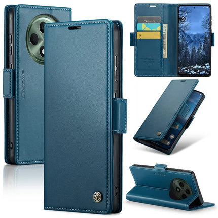 For Oppo Reno12 F 5G Case CASEME 023 Series RFID Blocking Glossy Stand Phone Cover - Blue