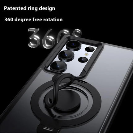 For Samsung Galaxy S23 Ultra Case Compatible with MagSafe Kickstand Matte PC+TPU Phone Cover with Silicone Ring