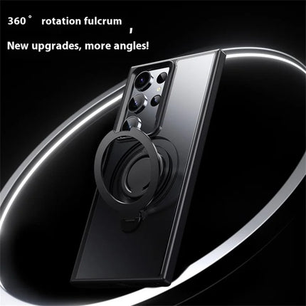 For Samsung Galaxy S23 Ultra Case Compatible with MagSafe Kickstand Matte PC+TPU Phone Cover with Silicone Ring
