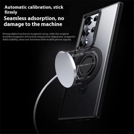 For Samsung Galaxy S23 Ultra Case Compatible with MagSafe Kickstand Matte PC+TPU Phone Cover with Silicone Ring