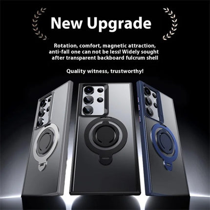 For Samsung Galaxy S23 Ultra Case Compatible with MagSafe Kickstand Matte PC+TPU Phone Cover with Silicone Ring