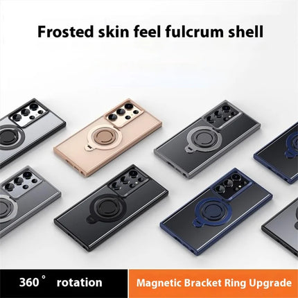 For Samsung Galaxy S23 Ultra Case Compatible with MagSafe Kickstand Matte PC+TPU Phone Cover with Silicone Ring