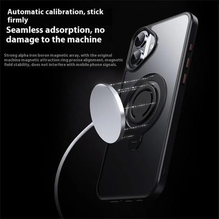 For iPhone 16 Plus Case Compatible with MagSafe Kickstand Matte PC+TPU Phone Cover with Silicone Ring