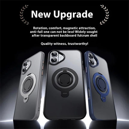 For iPhone 16 Plus Case Compatible with MagSafe Kickstand Matte PC+TPU Phone Cover with Silicone Ring