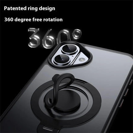 For iPhone 16 Plus Case Compatible with MagSafe Kickstand Matte PC+TPU Phone Cover with Silicone Ring
