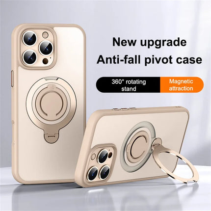 For iPhone 16 Pro Max Case Compatible with MagSafe Kickstand Matte PC+TPU Phone Cover with Silicone Ring