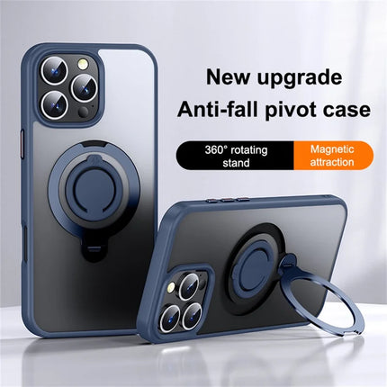 For iPhone 16 Pro Max Case Compatible with MagSafe Kickstand Matte PC+TPU Phone Cover with Silicone Ring