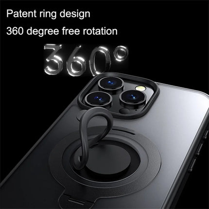 For iPhone 16 Pro Max Case Compatible with MagSafe Kickstand Matte PC+TPU Phone Cover with Silicone Ring