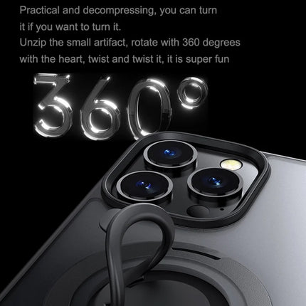 For iPhone 16 Pro Max Case Compatible with MagSafe Kickstand Matte PC+TPU Phone Cover with Silicone Ring