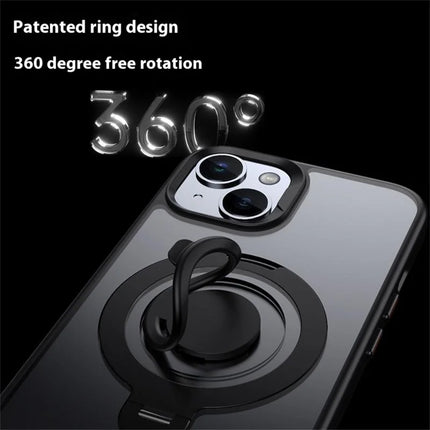 For iPhone 13 Case Compatible with MagSafe Kickstand Matte PC+TPU Phone Cover with Silicone Ring