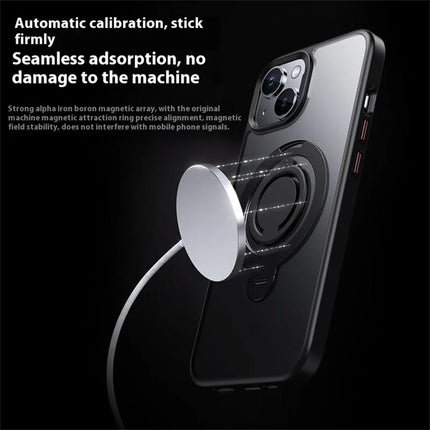 For iPhone 13 Case Compatible with MagSafe Kickstand Matte PC+TPU Phone Cover with Silicone Ring